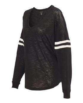 Boxercraft - Women’s Slub Jersey Varsitee V-Neck Long Sleeve T-Shirt - T17
